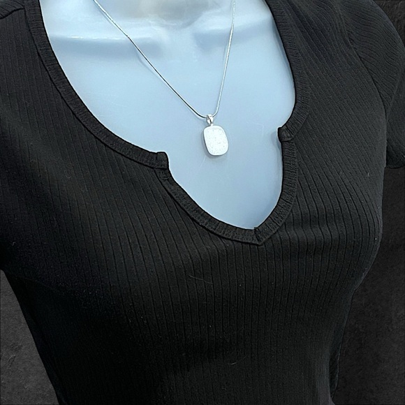 Handmade Glittery Glass Pendant 18” Stainless Steel Necklace - Picture 15 of 15